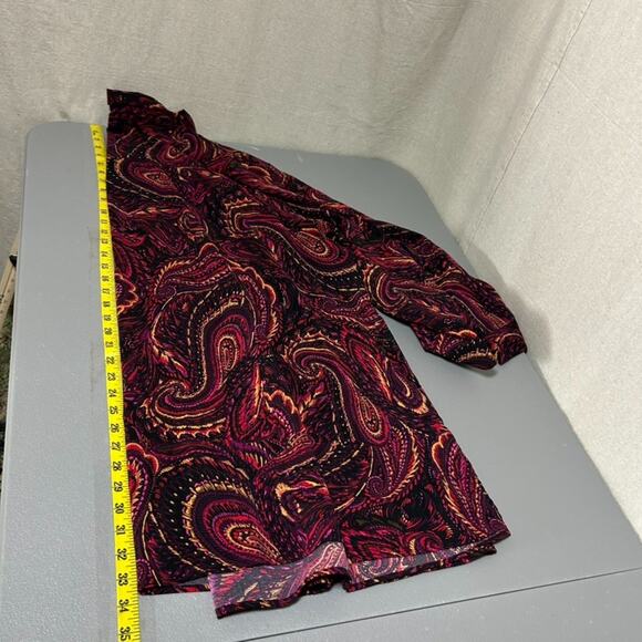 Catherines Womens Button Up Top Size 4X Paisley Modest Office Career Fall Artsy - Picture 7 of 9